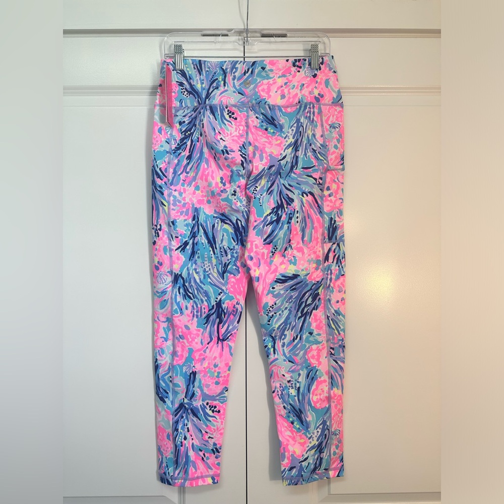 NWT Lilly Pulitzer Weekender High Rise Midi Periwinkle Fan Sea Pants Size Large - Picture 5 of 5